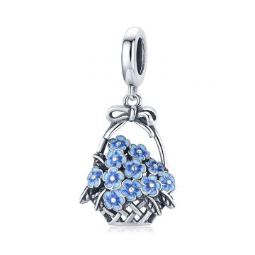 Talisman din argint Blue Little Flowers