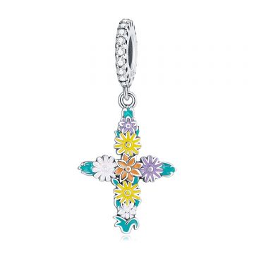 Talisman din argint Flowered Cross