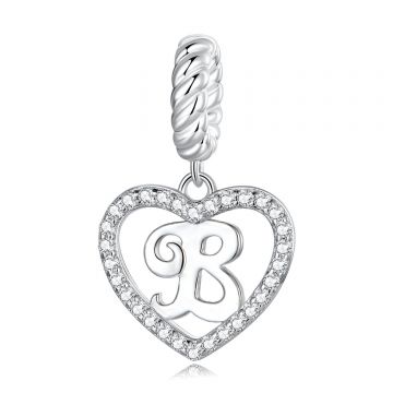 Talisman din argint Heart Letter B
