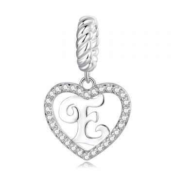 Talisman din argint Heart Letter E