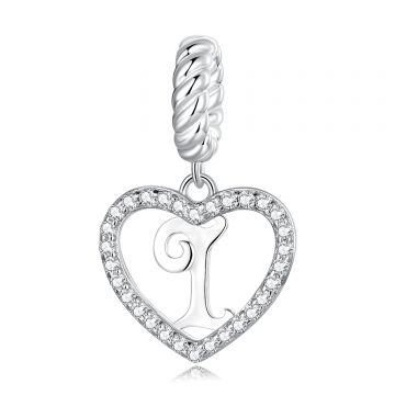 Talisman din argint Heart Letter I