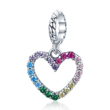 Talisman din argint Rainbow Shiny Heart