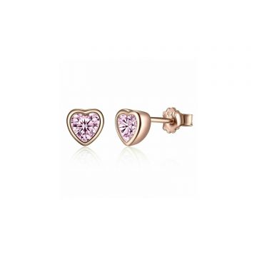 Cercei din argint Gorgeous Hearts Pink
