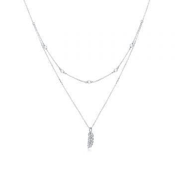 Colier din argint Double Chain Leaf