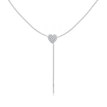 Colier reglabil din argint Simple Heart