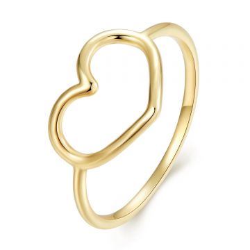 Inel din argint Big Golden Simple Heart