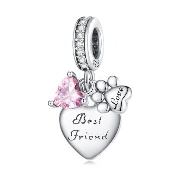Talisman din argint Best Friend Pink Love