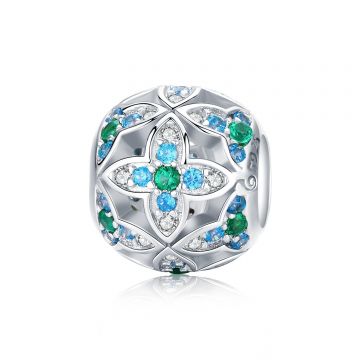 Talisman din argint Blue Lotus Flowers