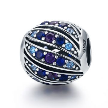Talisman din argint Feather Blue Crystals