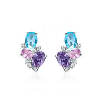 Cercei din argint Beautiful Stones Hoops