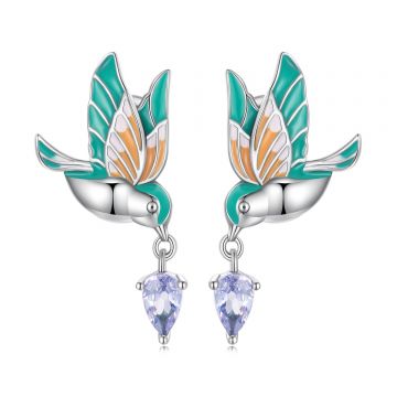 Cercei din argint Bird Teardrop
