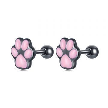 Cercei din argint Black and Pink Paw