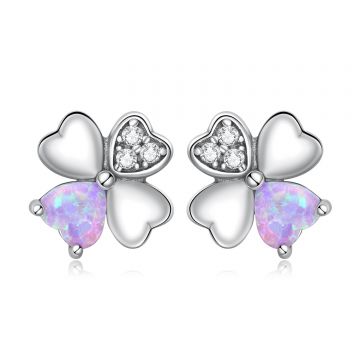 Cercei din argint Clover Colorful Heart