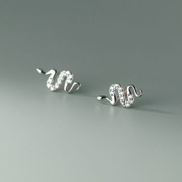 Cercei din argint Crystal Studded Snake