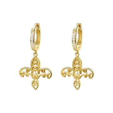 Cercei din argint Golden Baroque Cross