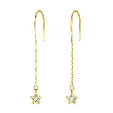 Cercei din argint Golden Long Star