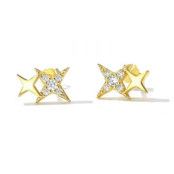 Cercei din argint Golden Mini Stars