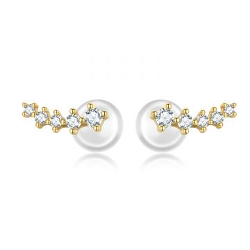 Cercei din argint Golden Studded Crystals