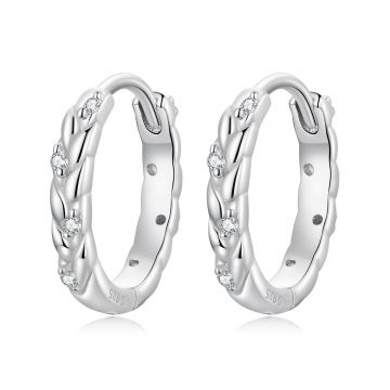 Cercei din argint Silver Braided Crystal