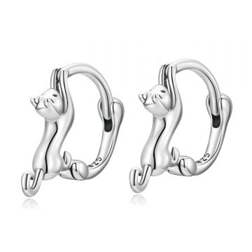 Cercei din argint Silver Climbing Cat