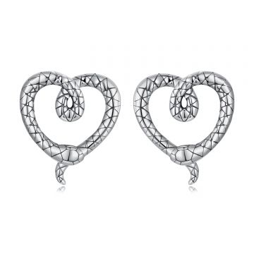 Cercei din argint Silver Snake Hearts