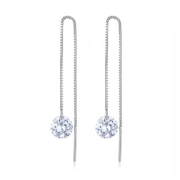 Cercei din argint White Crystal Long Chain