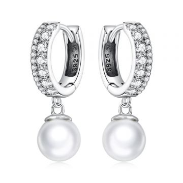 Cercei din argint White Pearl