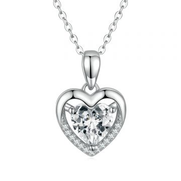 Colier din argint White Crystal Heart