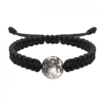 Full Moon - Bratara personalizata snur impletit luna plina din argint 925