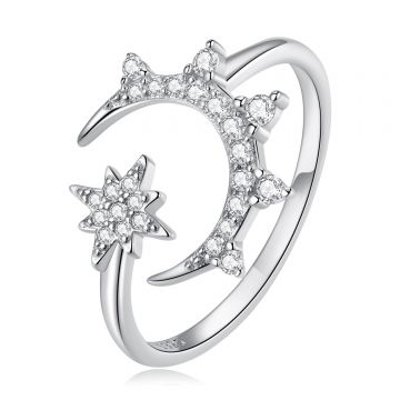 Inel reglabil din argint Silver Night