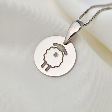 Lantisor cu Diamant natural - Oita cu codita - Argint 925 Rodiat