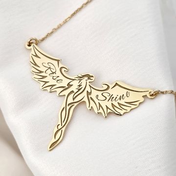 Lantisor Rise&Shine - Pandantiv pasarea Phoenix - Argint 925 placat cu Aur Galben 18K