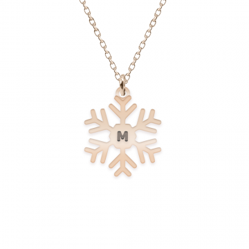 Little Snowflake - Colier personalizat fulg si litera din argint 925 placat cu aur roz