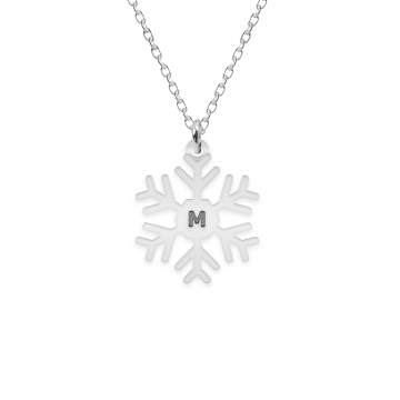 Little Snowflake - Colier personalizat fulg si litera din argint 925