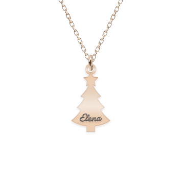 Magic Tree - Colier personalizat bradut si nume din argint 925 placat cu aur roz
