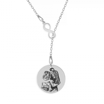Me - Colier personalizat asimetric cu fotografie banut si infinit din argint 925