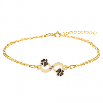 Niky - Bratara personalizata infinit si labute cu nume din argint 925 placat cu aur galben 24K