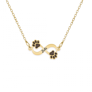 Niky - Colier personalizat infinit si labute cu nume din argint 925 placat cu aur galben 24K