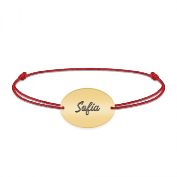 Ovalia - Bratara personalizata snur cu nume din argint 925 placat cu aur galben 24K