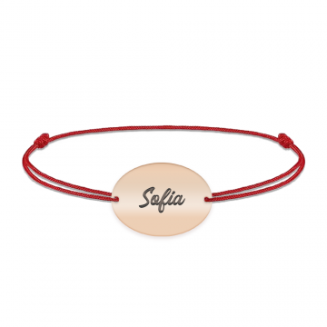 Ovalia - Bratara personalizata snur cu nume din argint 925 placat cu aur roz