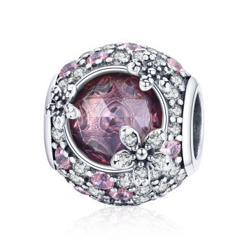 Talisman din argint Clear Pinky Crystals