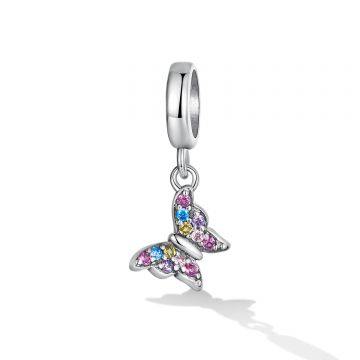 Talisman din argint Multicoloured Butterfly