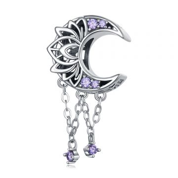 Talisman din argint Purple Moon Falling Stars