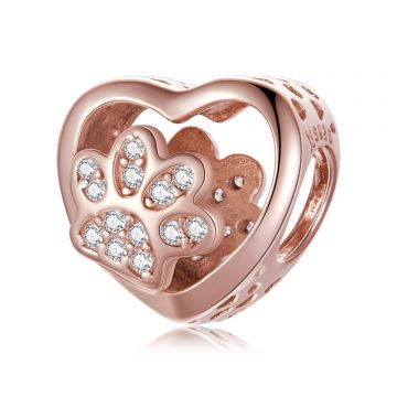 Talisman din argint Rose Gold Paw