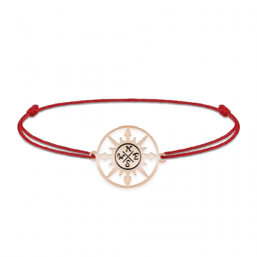 Trip - Bratara personalizata snur busola din argint 925 placat cu aur roz
