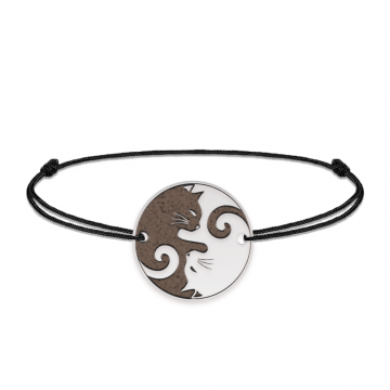 Yin&Yang - Bratara personalizata snur cu doua pisici din argint 925