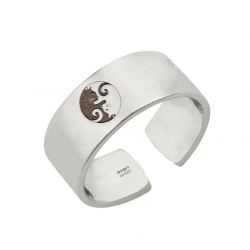 Yin&Yang - Inel reglabil personalizat cu doua pisici din argint 925