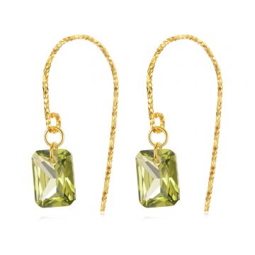 Cercei din argint Big Green Crystal