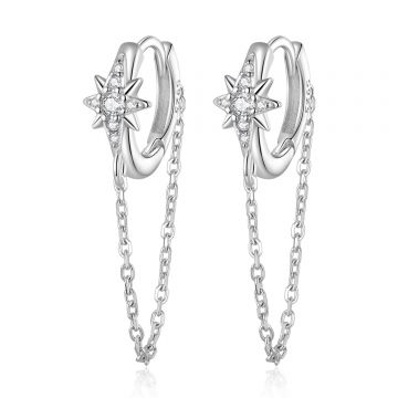 Cercei din argint Crystal Stars Chains