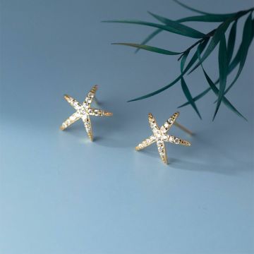 Cercei din argint Golden Sea Star